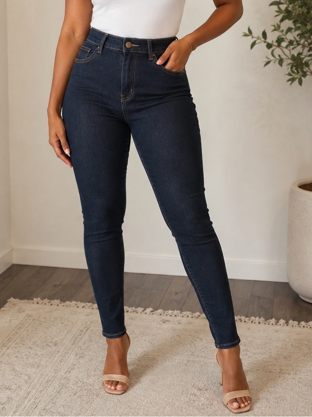 Fashion Nova High Waisted Jeans in Dark Indigo